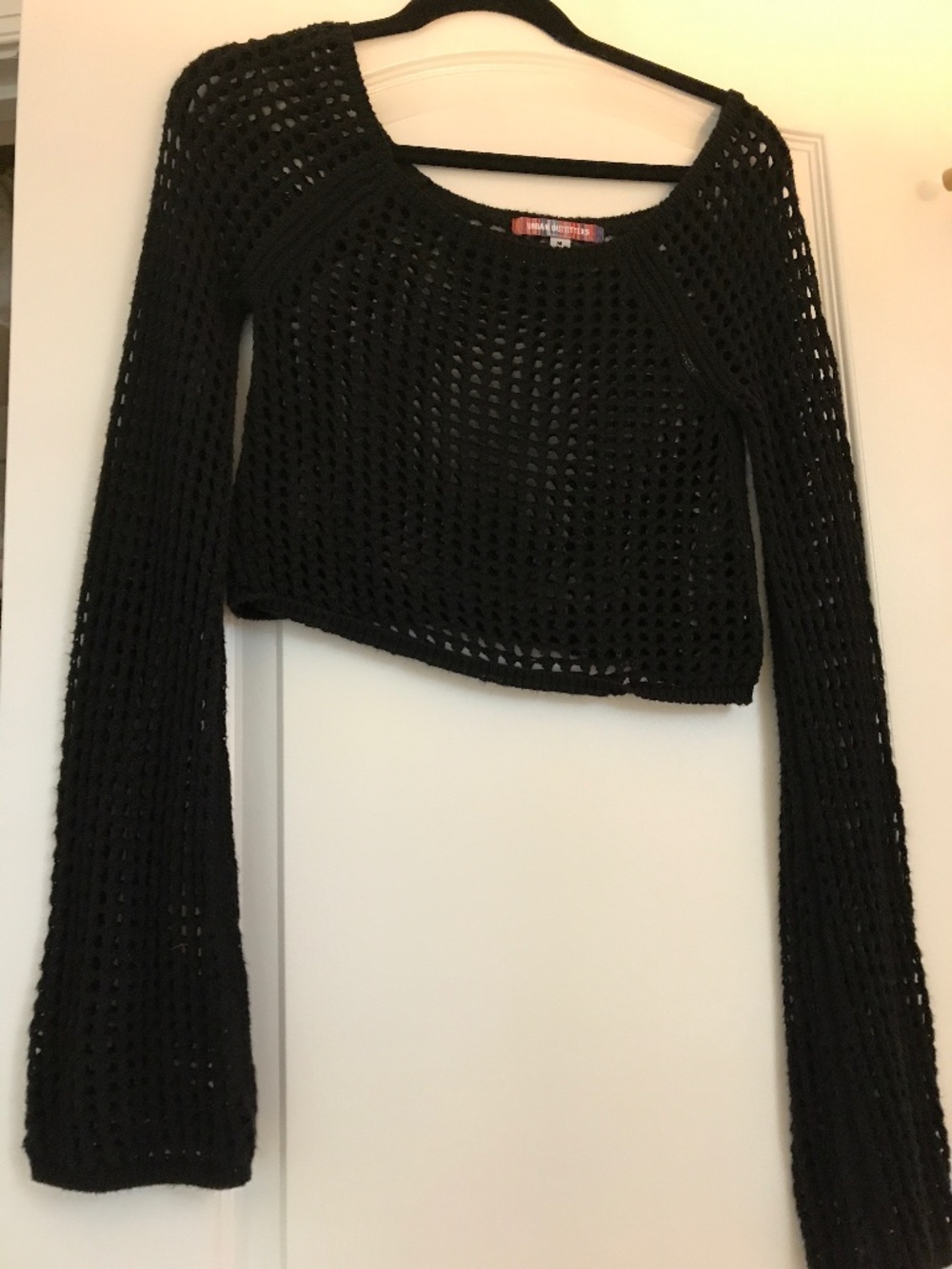 Urban outfitters off the shoulder, crochet black top.